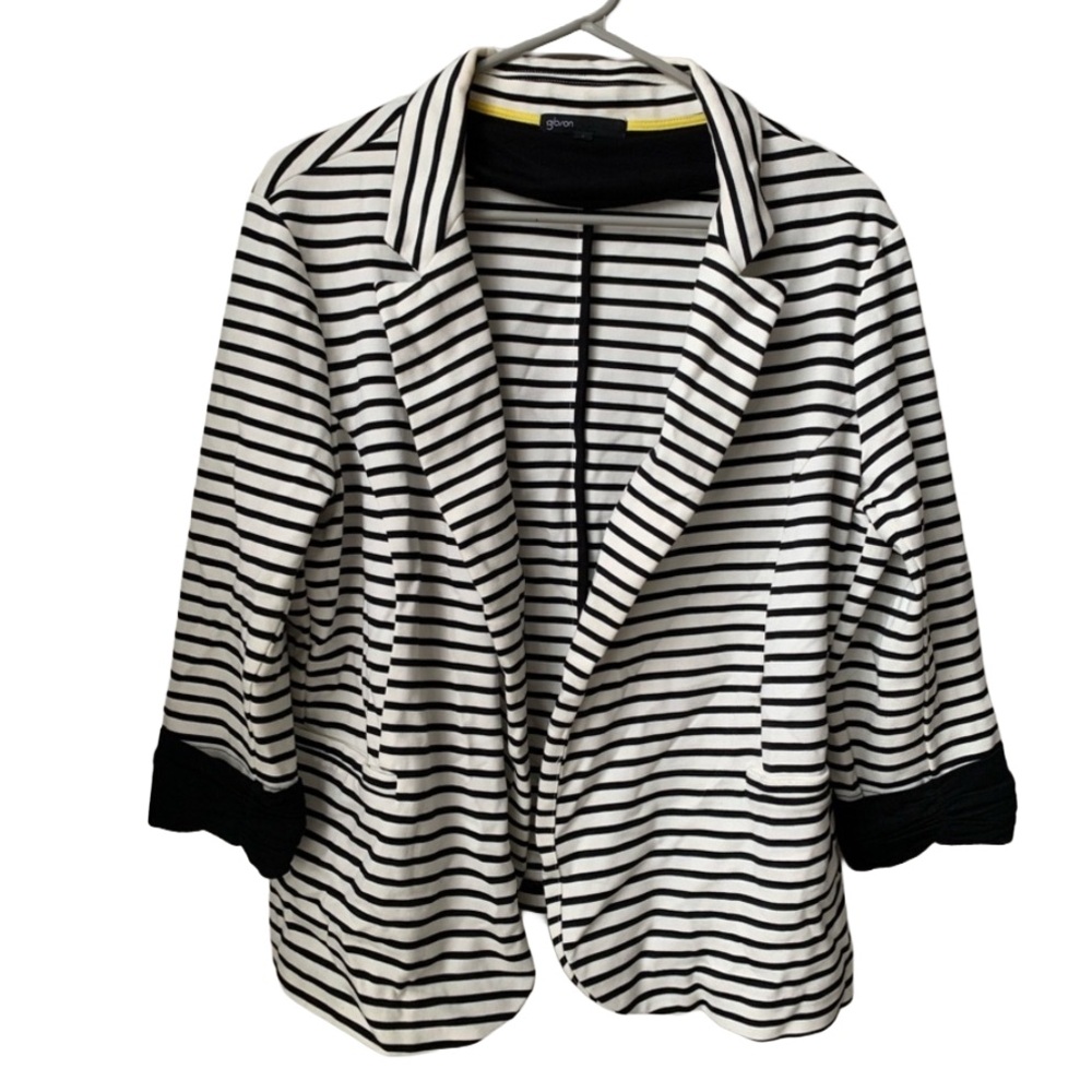 GIBSON Women’s Cream w/ Black Stripe Heavy Open Front Unlined Jacket
